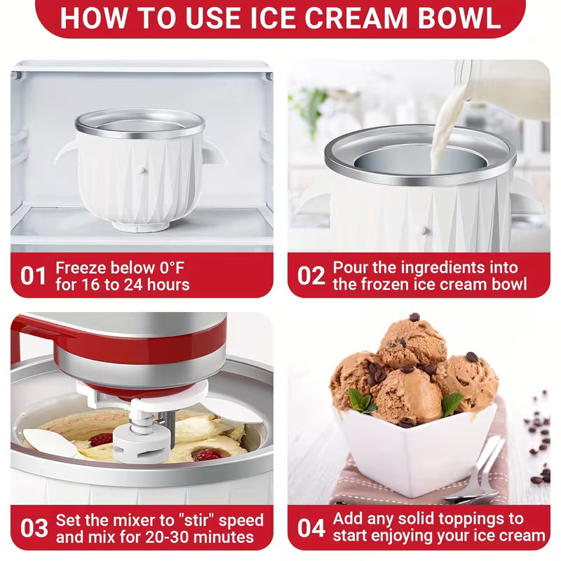 2-Quart Ice Cream Maker Attachment – Compatible with KitchenAid Stand Mixers