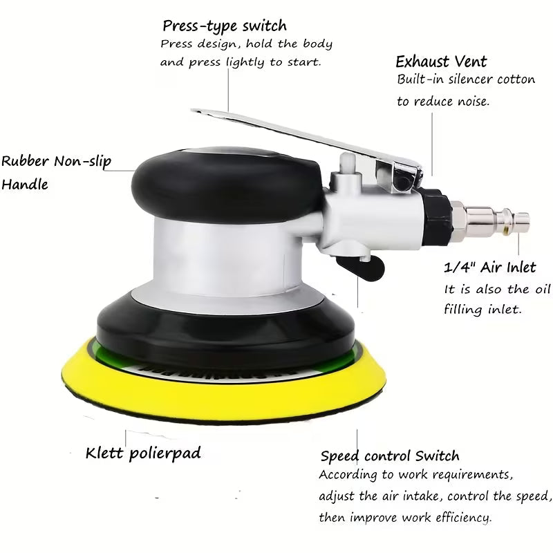 5"/6" pneumatic random orbit sander for sanding and polishing