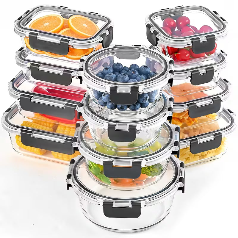 12-Piece Glass Food Storage Containers with Airtight Lids