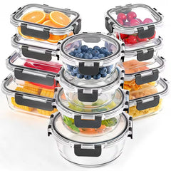 12-Piece Glass Food Storage Containers with Airtight Lids
