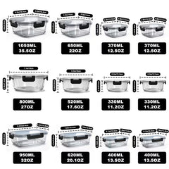 12-Piece Glass Food Storage Containers with Airtight Lids