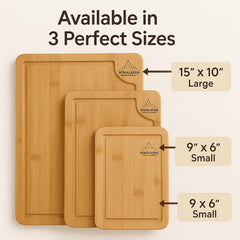 Bamboo Cutting Board Set of 3 for Kitchen