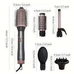 5-in-1 Hot Air Comb – Negative Ion Hair Dryer, Curler, Straightener & Styling Brush