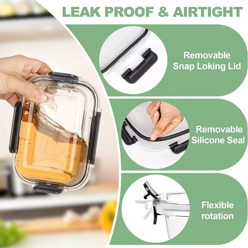 24-Piece Glass Food Storage Containers with Lids – Leak-Proof Meal Prep Set