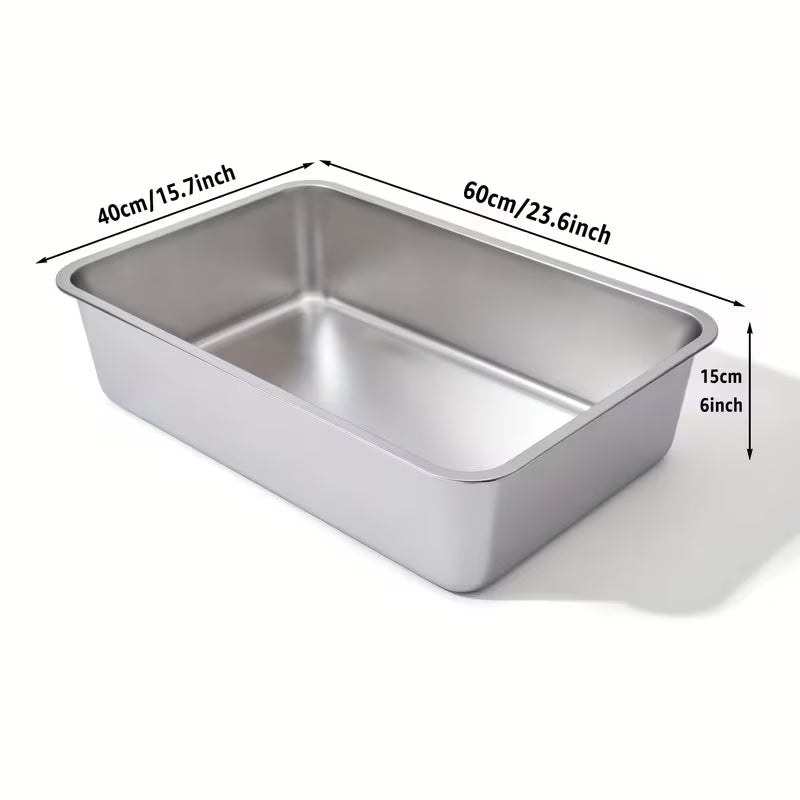 2-Pack XL Stainless Steel Cat Litter Boxes – 6" Deep, Easy-Clean High-Side Design