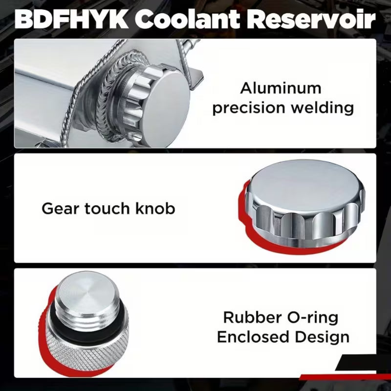 Universal aluminum coolant overflow reservoir tank