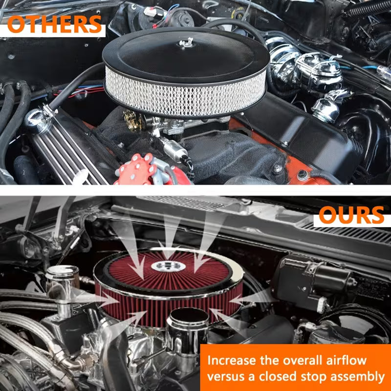 Universal 14x3" aluminum air cleaner top assembly