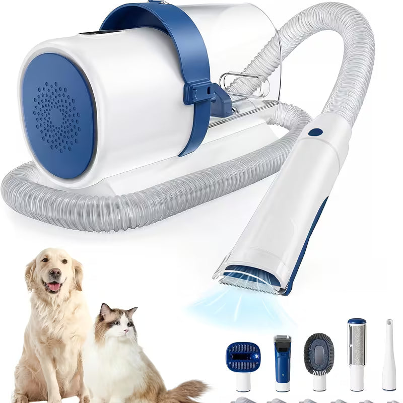 5-in-1 Pet Grooming Vacuum Kit – Clippers & 6 Guide Combs for Dogs and Cats