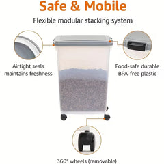 30+2.64 Gal Pet Food Storage Container – Airtight, Stackable & Wheeled