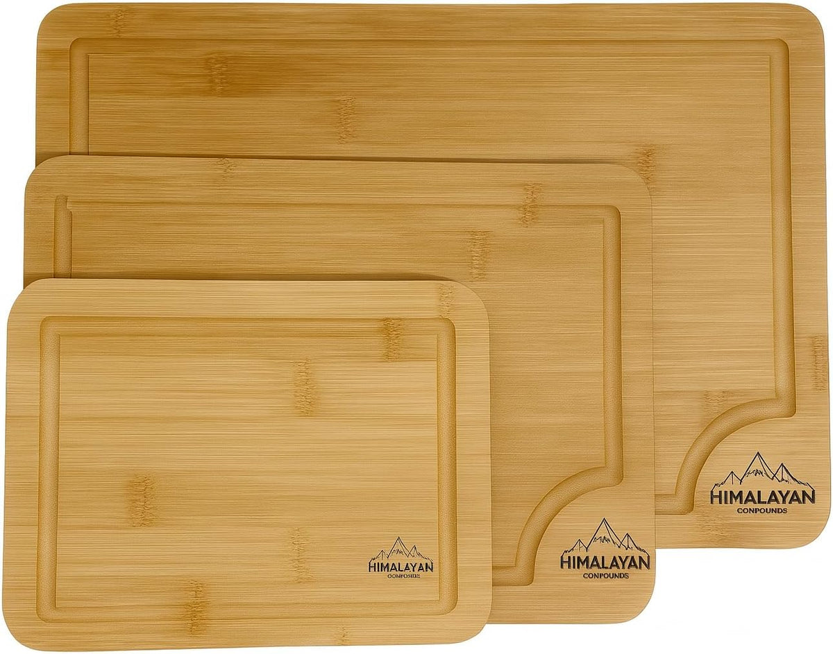 Bamboo Cutting Board Set of 3 for Kitchen