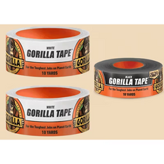 3-Roll Heavy-Duty Gorilla Tape Variety Pack – 2 White & 1 Black