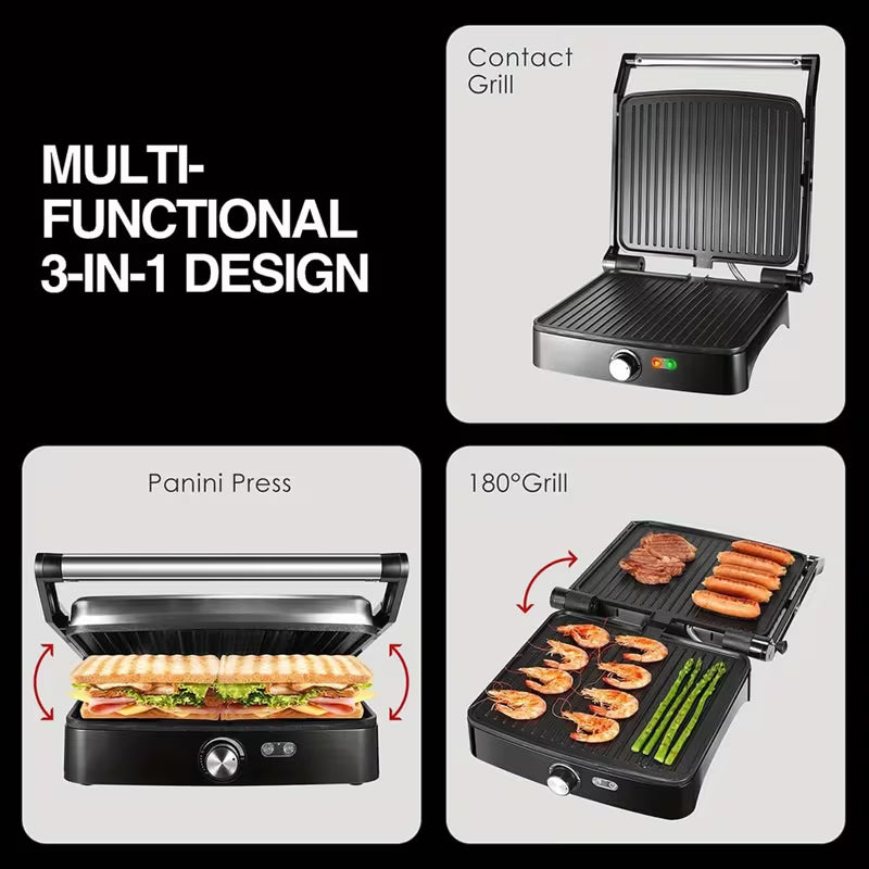 OSTBA 1200W Panini Press – 4-Slice Nonstick Grill with Adjustable Temperature