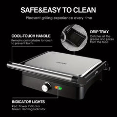 OSTBA 1200W Panini Press – 4-Slice Nonstick Grill with Adjustable Temperature