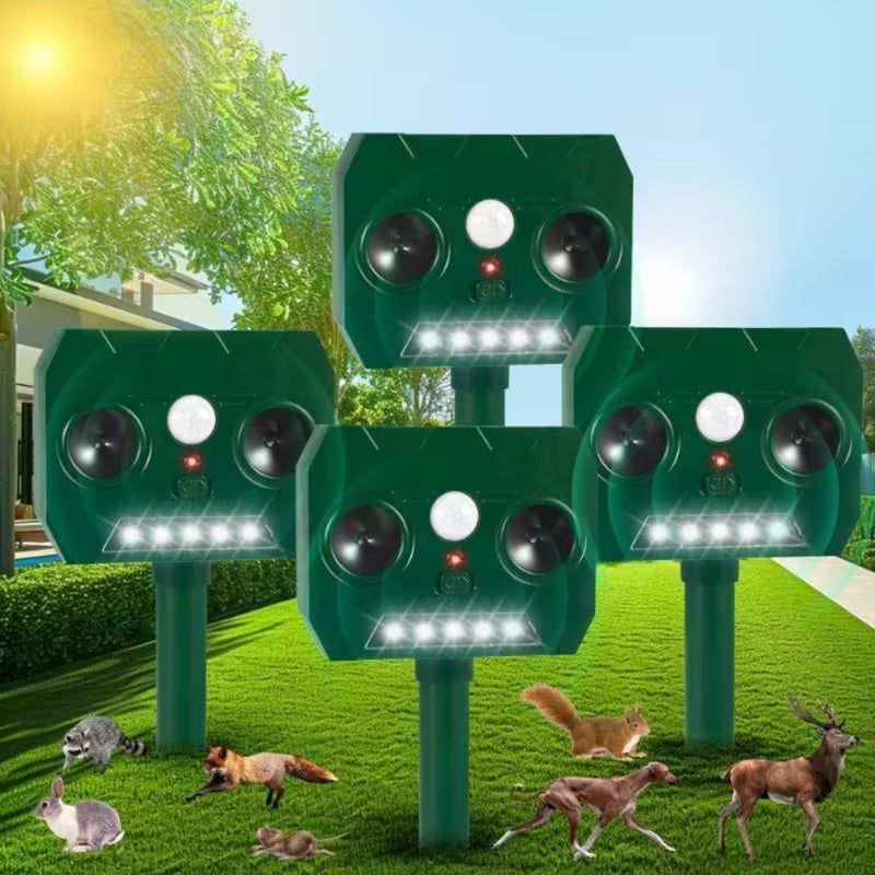 4-Pack Solar Animal Repellent – Motion-Activated Pest Deterrent with Strobe Light