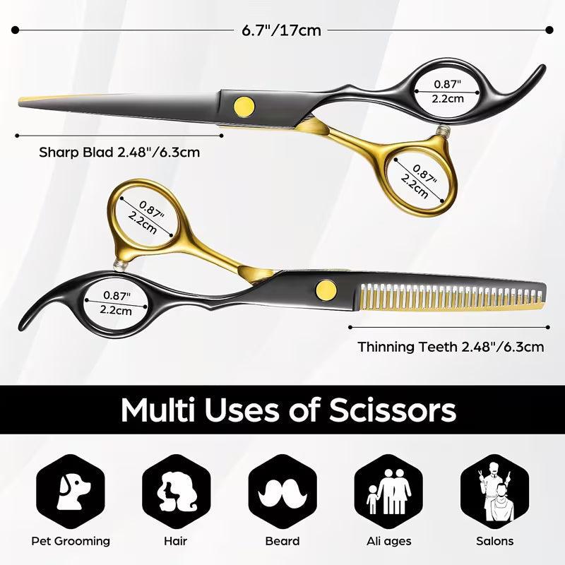Professional hair cutting scissors kit with accessories