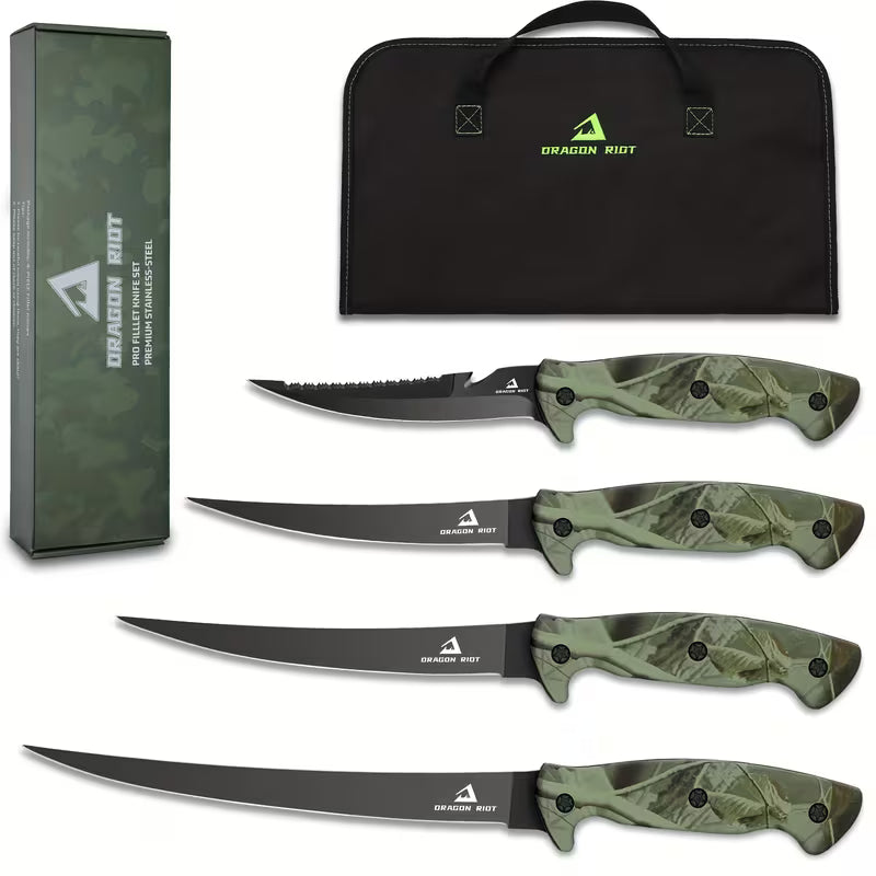 Fish Fillet Knife Set – Sharp Stainless Steel Knife with Storage Bag & Sharpener