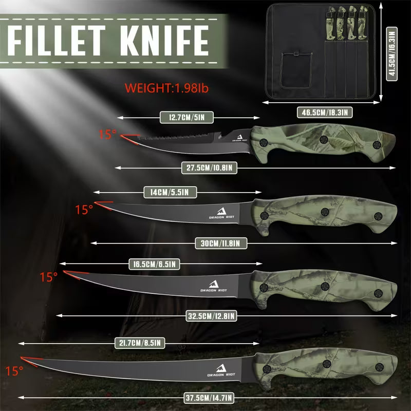 Fish Fillet Knife Set – Sharp Stainless Steel Knife with Storage Bag & Sharpener