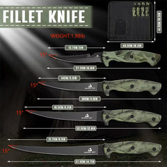 Fish Fillet Knife Set – Sharp Stainless Steel Knife with Storage Bag & Sharpener
