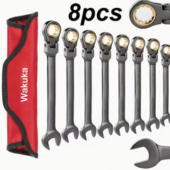 PMMJ 8-Piece Ratchet Wrench Set – 72-Tooth Flexible Head, Cr-V Steel with Carrying Bag