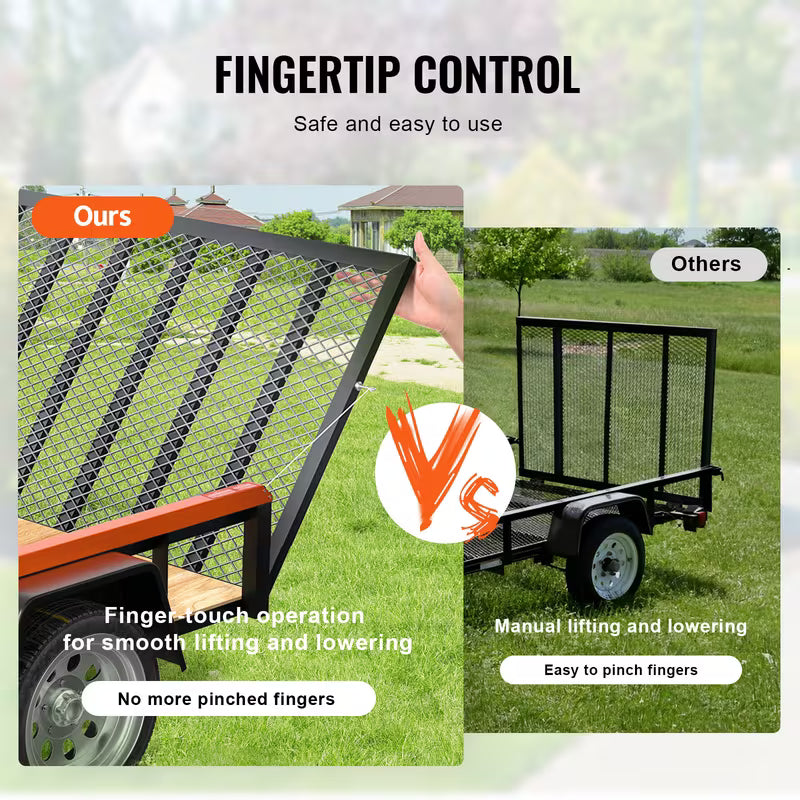 Dual-sided tailgate lift support for utility trailers