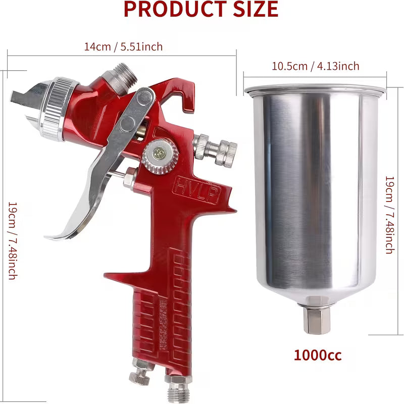 HVLP spray gun set with 1.4, 1.7 & 2.0mm nozzles