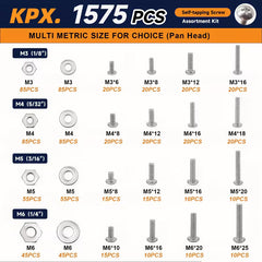 1575-Piece Nut & Bolt Assortment Set with Storage Case