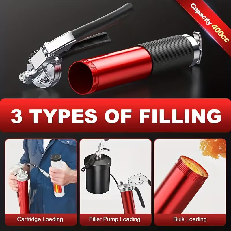 8000 PSI heavy-duty grease gun kit with locking coupler