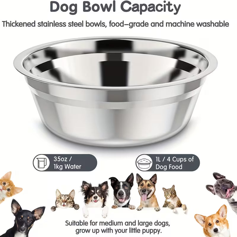 Foldable Elevated Dog Bowls – Adjustable 5-Height Stand with 2 Stainless Steel Bowls