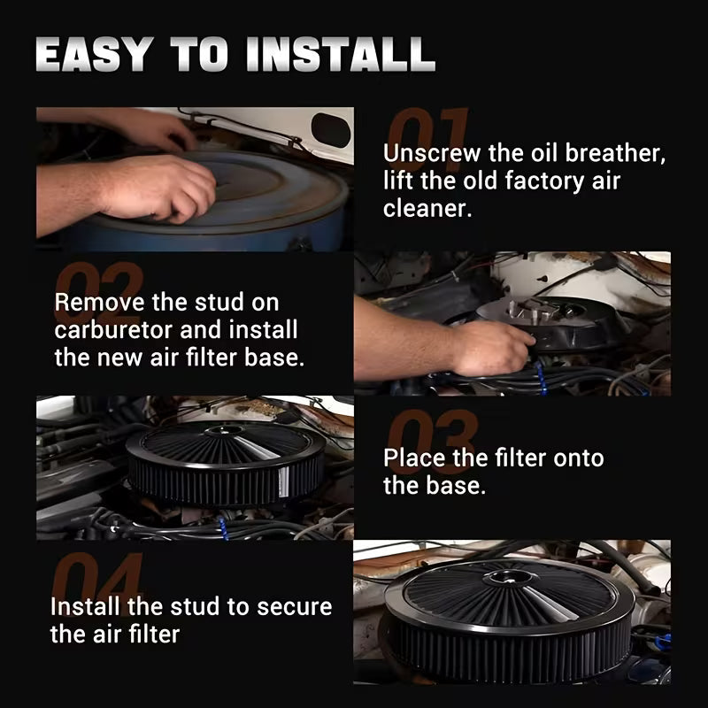 Universal 14x3" aluminum air cleaner top assembly