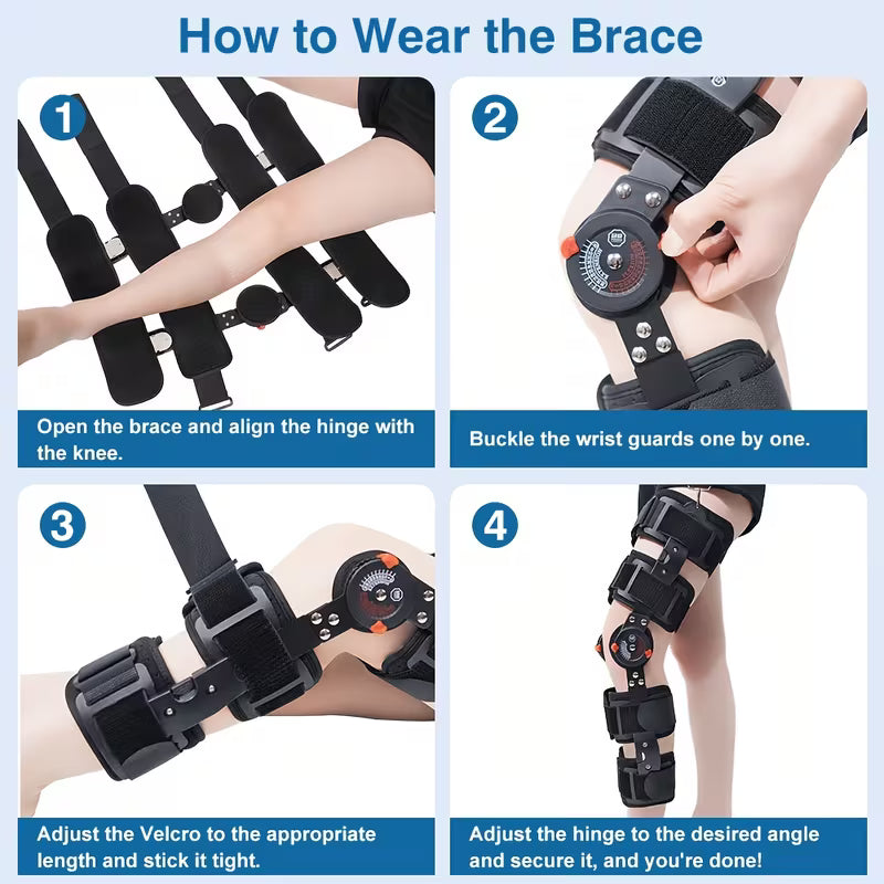 Adjustable hinged knee brace for support and stability