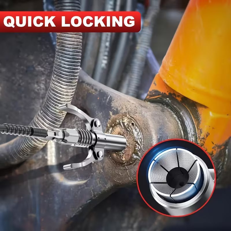 8000 PSI heavy-duty grease gun kit with locking coupler