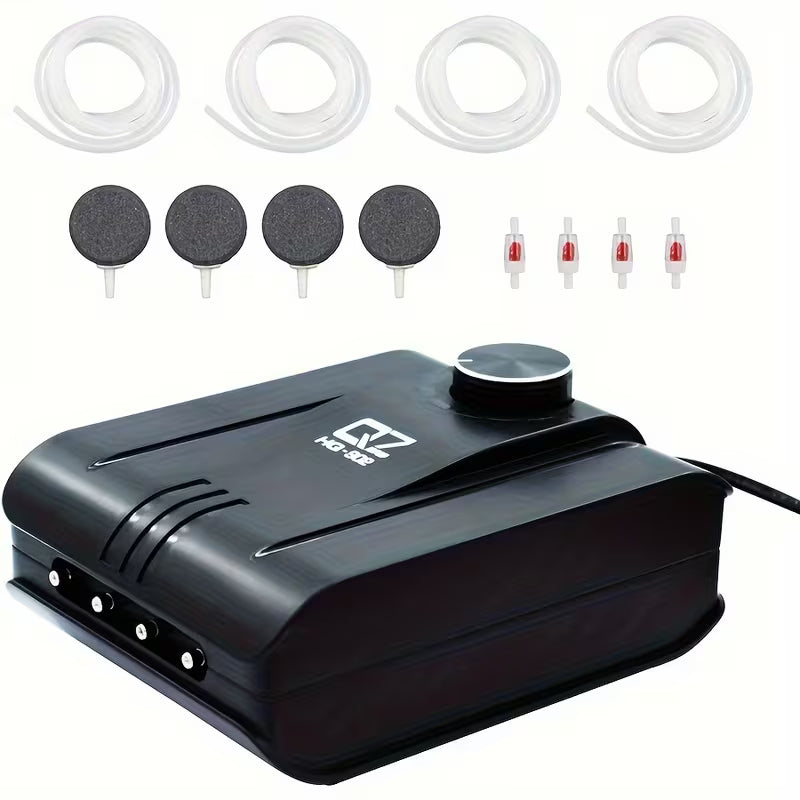 4-Outlet Aquarium Air Pump – Quiet, Adjustable 1.6L/min Pump for Fish Tanks & Ponds