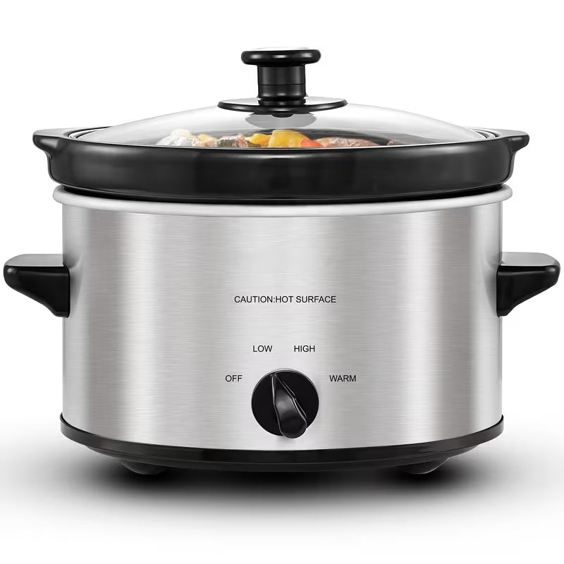 2QT Slow Cooker – Adjustable Temperature with Dishwasher-Safe Glass Lid