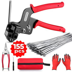 155-Piece Stainless Steel Cable Tie Kit – Heavy-Duty Ties with Tensioning Tool