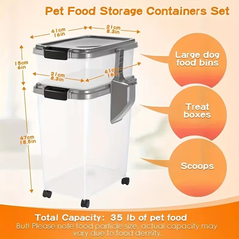 30+2.64 Gal Pet Food Storage Container – Airtight, Stackable & Wheeled