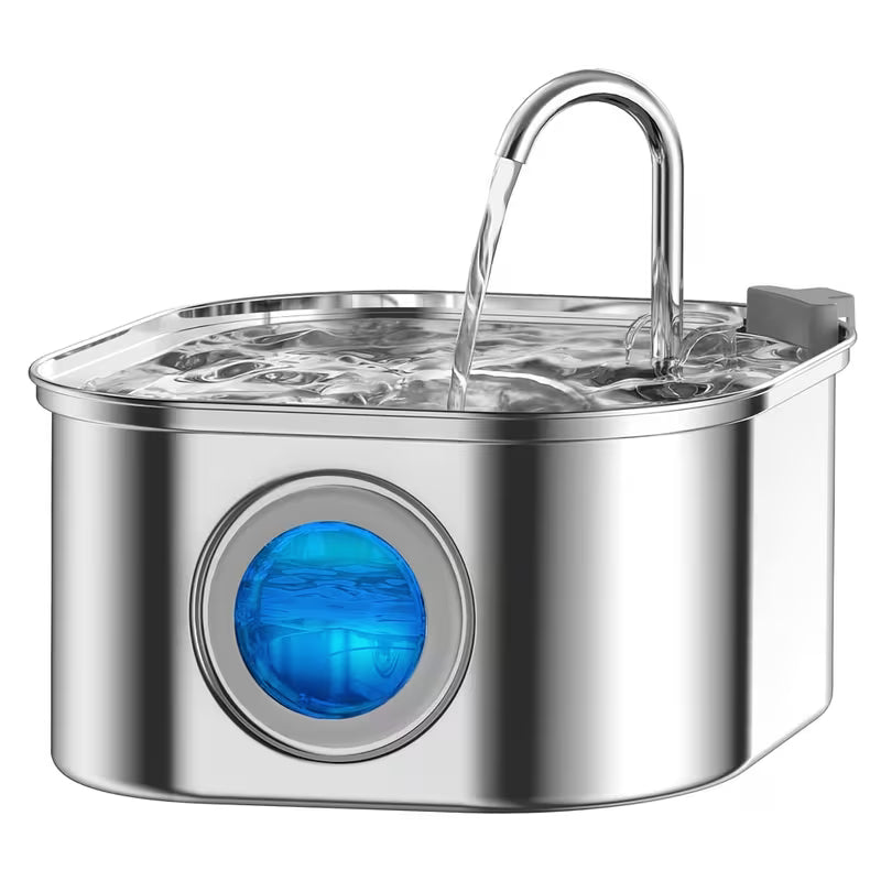 108.2oz Stainless Steel Cat Water Fountain – Ultra-Quiet Automatic Filtered Pet Fountain