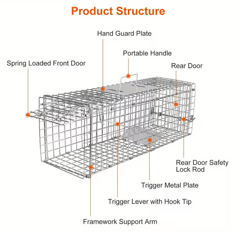 23" Humane Animal Trap Cage – Heavy-Duty Folding Catch & Release Rodent Trap