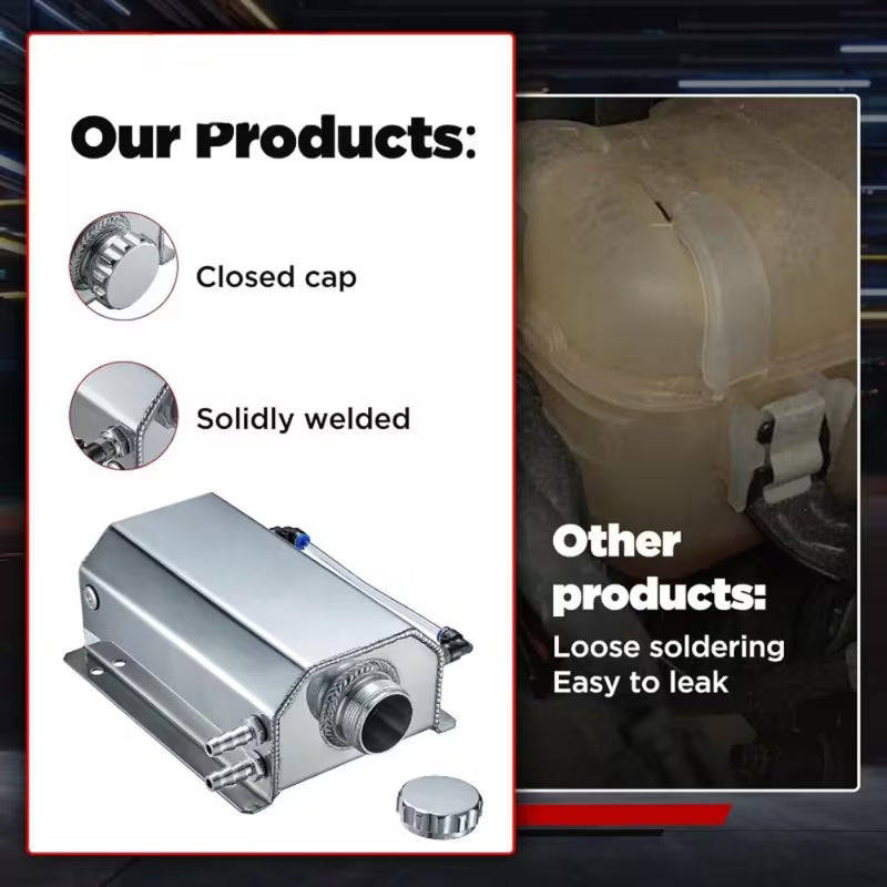 Universal aluminum coolant overflow reservoir tank