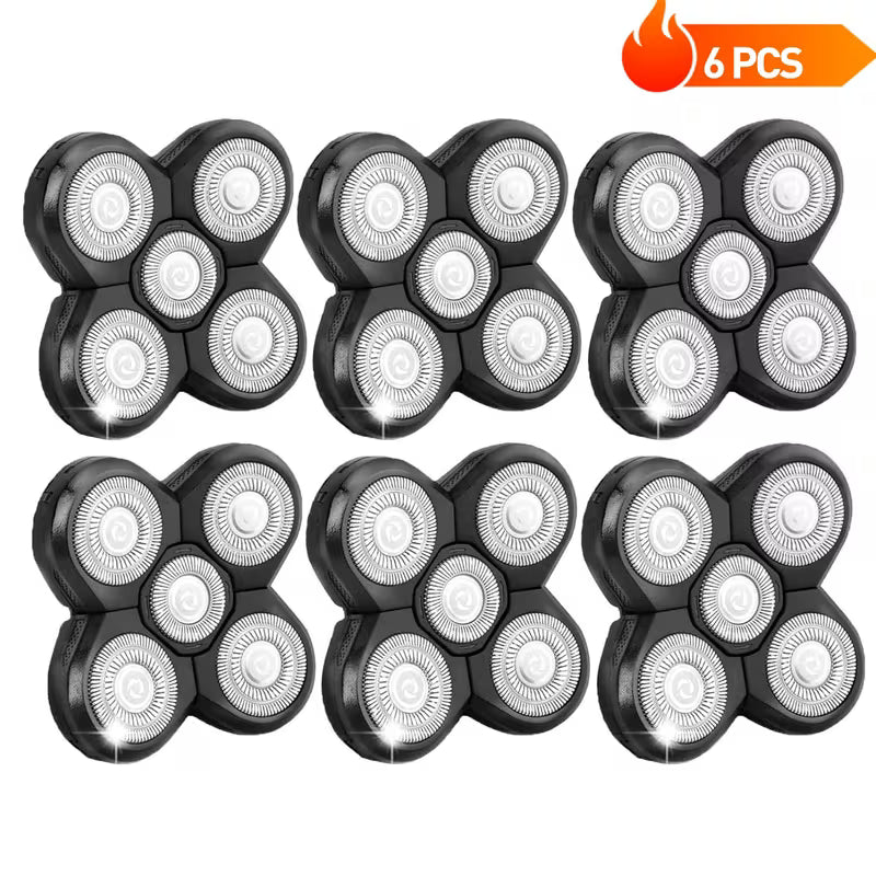 6-piece electric shaver replacement head set