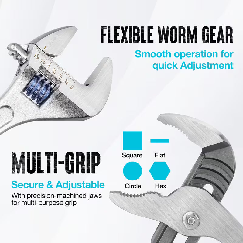 8-Piece Adjustable Wrench & Pliers Set – Forged Steel for Plumbing & Repairs